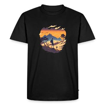Hiking in the mountains - Men's Premium Organic T-Shirt - black - Front - Nico (187cm)