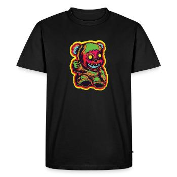 Horreur effrayante Ours Halloween Spectre Snacks - T-shirt Premium bio Homme - noir - Devant - Nico (187cm)