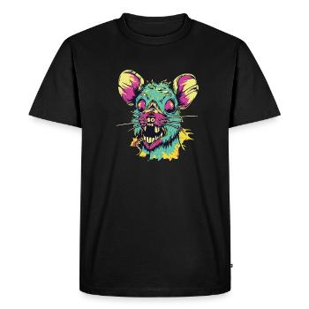 Horreur Effrayant Rétro Vintage Zombie Rat - T-shirt Premium bio Homme - noir - Devant - Nico (187cm)