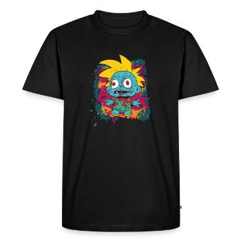 Style rétro 90s Cartoon Comic Hero - T-shirt Premium bio Homme - noir - Devant - Nico (187cm)