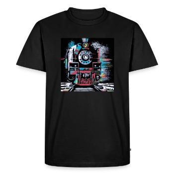 Vintage Steam Locomotive Expressionism - Men's Premium Organic T-Shirt - black - Front - Nico (187cm)
