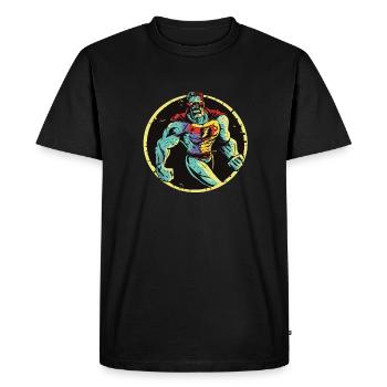 Style rétro 90s Cartoon Comic Super Hero - T-shirt Premium bio Homme - noir - Devant - Nico (187cm)