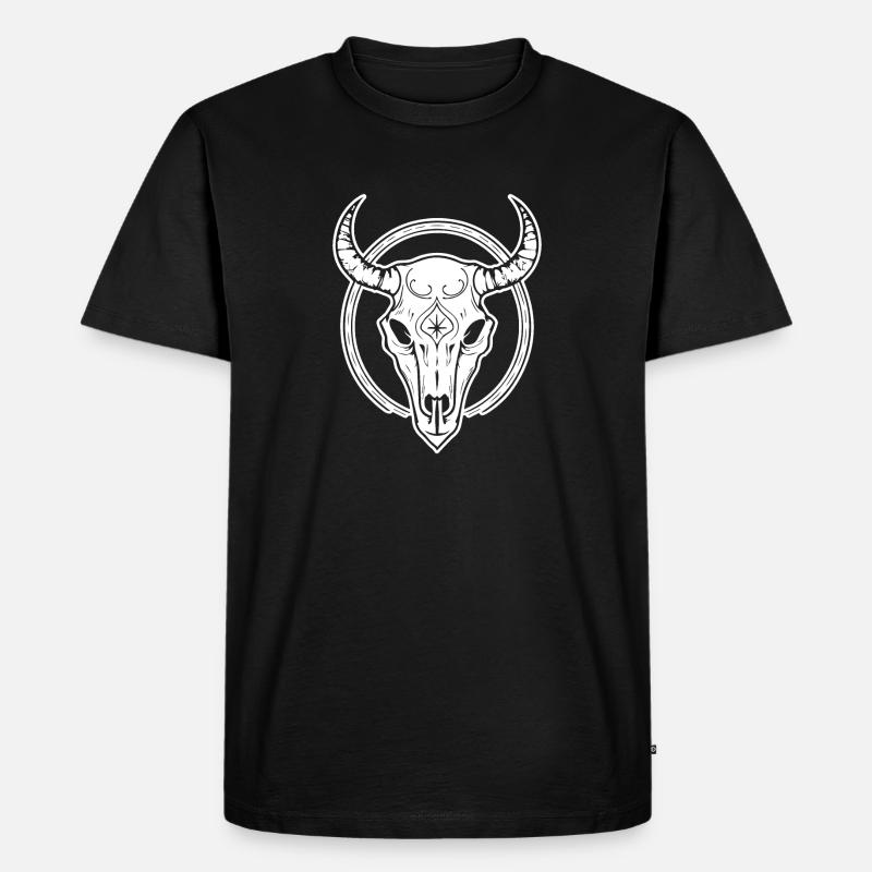 Kuh Schädel Boho - Männer Premium Bio T-Shirt - Schwarz
