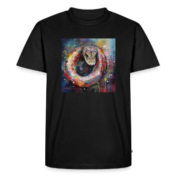 Modern & Colourful Snake Wall Art by Bodhi - Men's Premium Organic T-Shirt - black - Front - Nico (187cm)