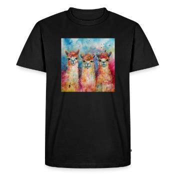 Modern & Colourful Alpaca Wall Art by Bodhi - Men's Premium Organic T-Shirt - black - Front - Nico (187cm)