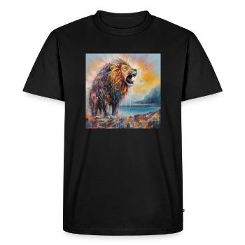 Abstract Lion Art by Bodhi - Men's Premium Organic T-Shirt - black - Front - Nico (187cm)