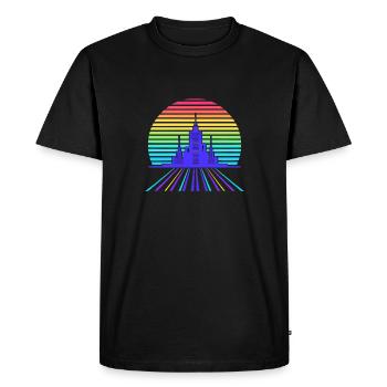 Paysage urbain rétro-futuriste - T-shirt Premium bio Homme - noir - Devant - Nico (187cm)