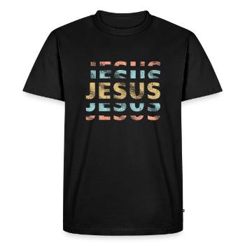 Jésus-Christ de Nazareth Foi Bible Jésus - T-shirt Premium bio Homme - noir - Devant - Nico (187cm)