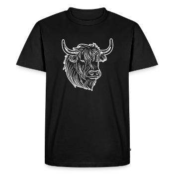 Scottish Highland cow - Men's Premium Organic T-Shirt - black - Front - Nico (187cm)