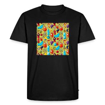Modèle Happy Monsters - T-shirt Premium bio Homme - noir - Devant - Nico (187cm)