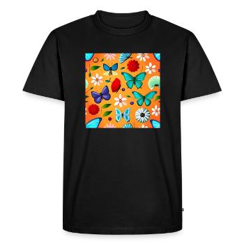 Papillons et fleurs - T-shirt Premium bio Homme - noir - Devant - Nico (187cm)