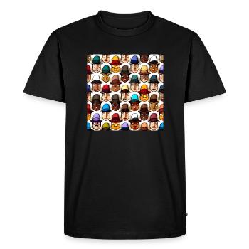 Visage dans le motif du chapeau - T-shirt Premium bio Homme - noir - Devant - Nico (187cm)