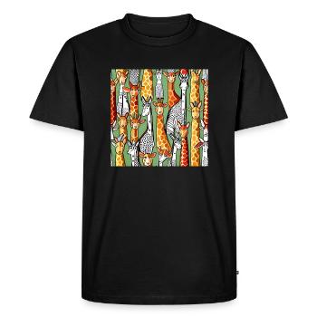 Motif de girafe heureuse - T-shirt Premium bio Homme - noir - Devant - Nico (187cm)