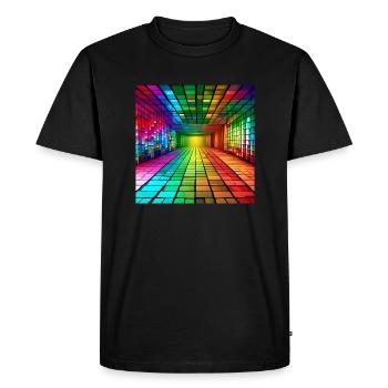 Carrés arc-en-ciel 3D - T-shirt Premium bio Homme - noir - Devant - Nico (187cm)