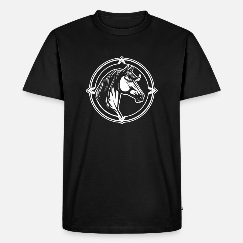 Pferd Pferdekopf Pony - Männer Premium Bio T-Shirt - Schwarz