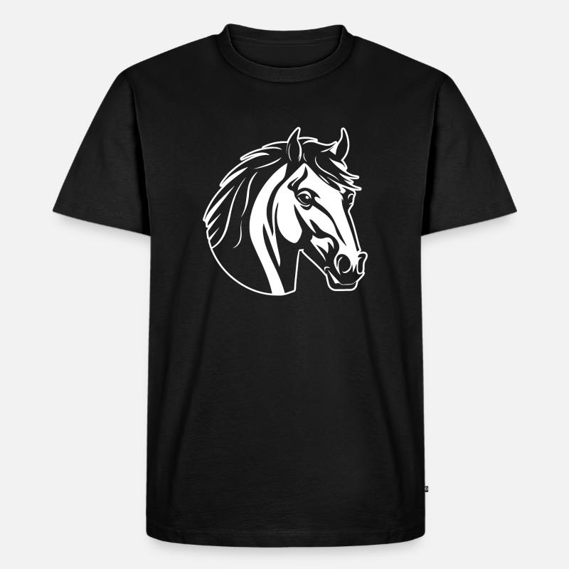 Pferd Pferdekopf Pony - Männer Premium Bio T-Shirt - Schwarz