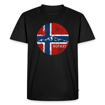 Norvège Flag Montagnes Patrie Patrie Cadeau - T-shirt Premium bio Homme - noir - Devant - Nico (187cm)