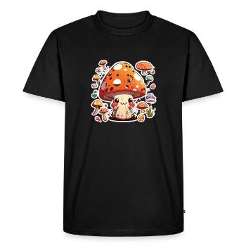 Funny cartoon mushroom - Men's Premium Organic T-Shirt - black - Front - Nico (187cm)