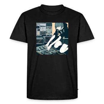 Synthétiseur Girl Manga 1 - T-shirt Premium bio Homme - noir - Devant - Nico (187cm)