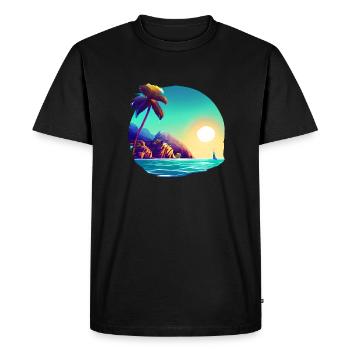 Palm Beach Vacances d’été Palm Island Sun - T-shirt Premium bio Homme - noir - Devant - Nico (187cm)