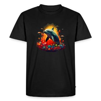 Le dauphin saute hors de son élément - T-shirt Premium bio Homme - noir - Devant - Nico (187cm)