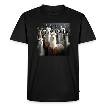 Llamas Pattern - Men's Premium Organic T-Shirt - black - Front - Nico (187cm)