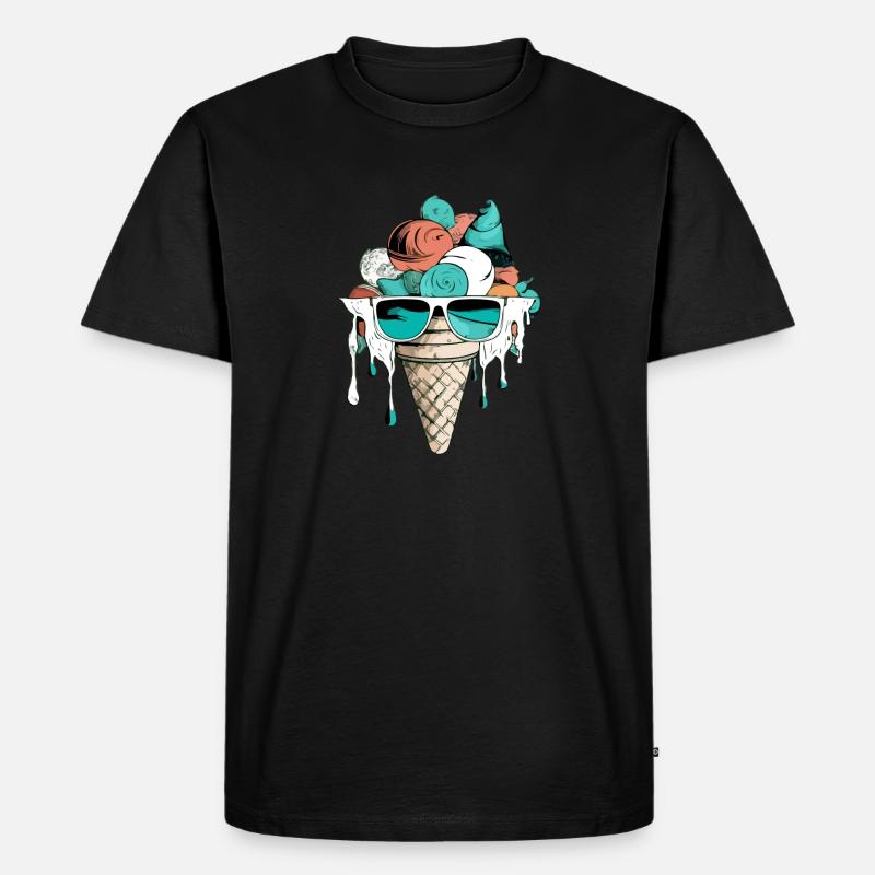 Erdbeer-Minz-Vanille-Eis - Männer Premium Bio T-Shirt - Schwarz