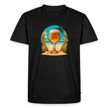 Beach Beer Glass - Men's Premium Organic T-Shirt - black - Front - Nico (187cm)