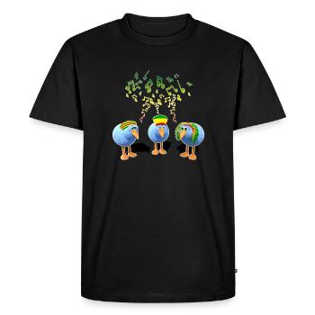 Trois petits oiseaux reggae - T-shirt Premium bio Homme - noir - Devant - Nico (187cm)