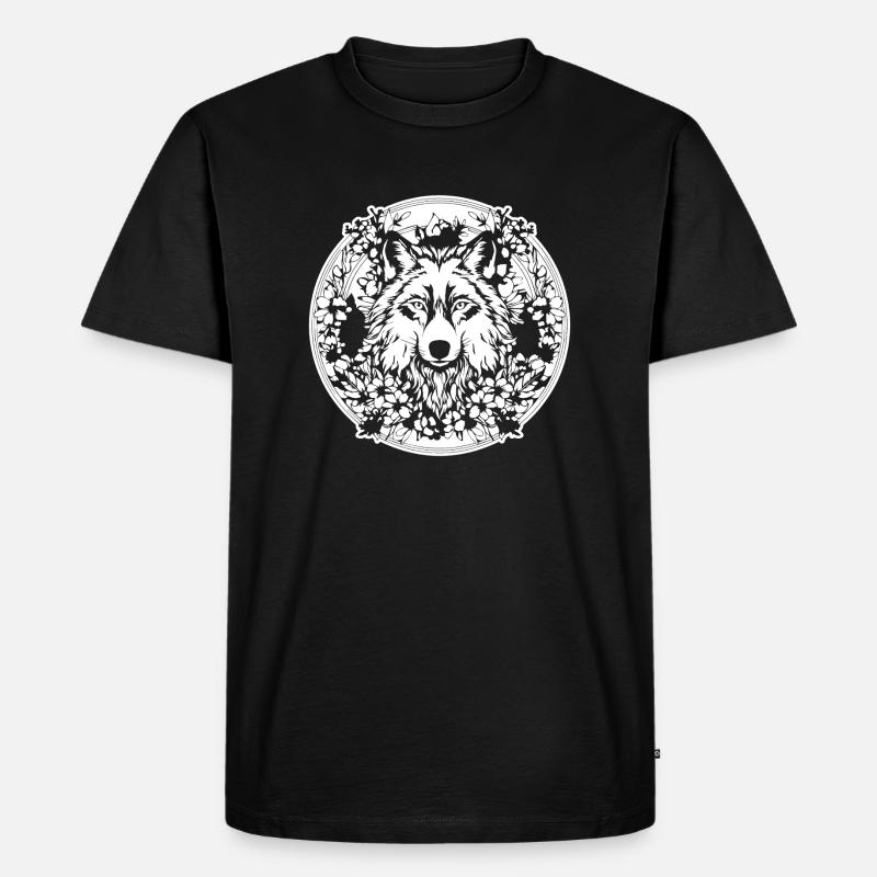 Wolf - Männer Premium Bio T-Shirt - Schwarz