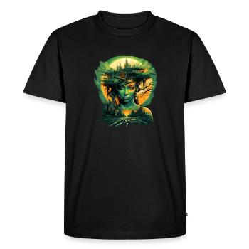 Dryade dans la jungle urbaine - T-shirt Premium bio Homme - noir - Devant - Nico (187cm)