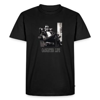 Chef de la mafia avec des lunettes de soleil « Gangster Life » - T-shirt Premium bio Homme - noir - Devant - Nico (187cm)