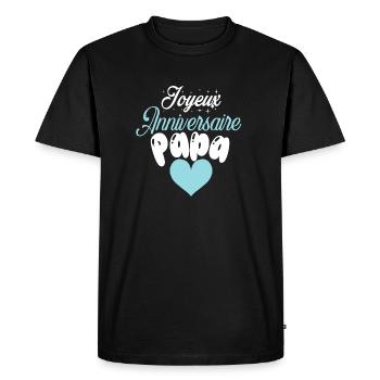 Joyeux anniversaire papa - T-shirt Premium bio Homme - noir - Devant - Nico (187cm)