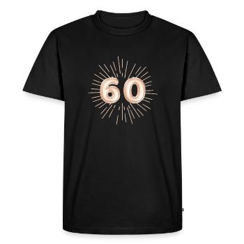 Numéro 60, or, personnalisable - T-shirt Premium bio Homme - noir - Devant - Nico (187cm)