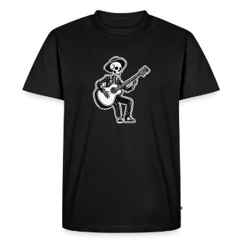 Guitare jouant du squelette - T-shirt Premium bio Homme - noir - Devant - Nico (187cm)