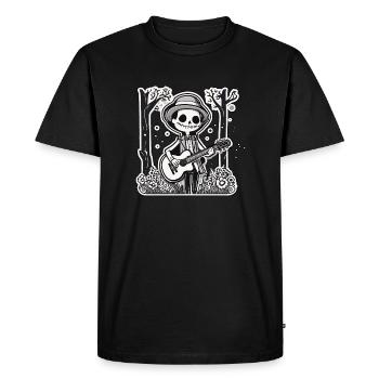 Guitare jouant du squelette - T-shirt Premium bio Homme - noir - Devant - Nico (187cm)