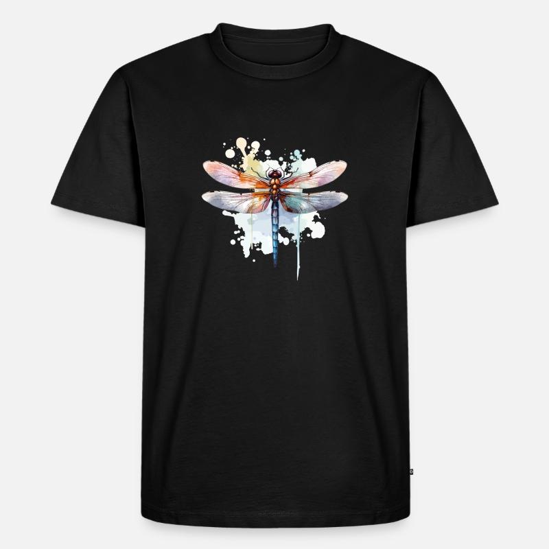 Libelle Aquarell - Männer Premium Bio T-Shirt - Schwarz