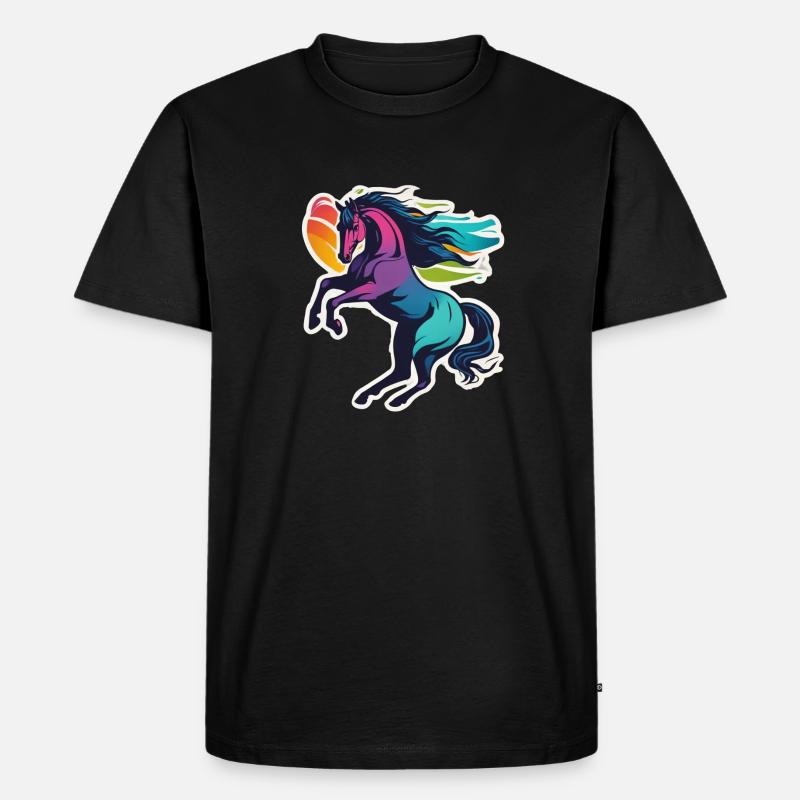 Pferd - Männer Premium Bio T-Shirt - Schwarz