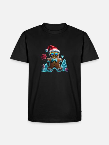 Merry Christmas Lebkuchenmännchen - Männer Premium Bio T-Shirt - Schwarz