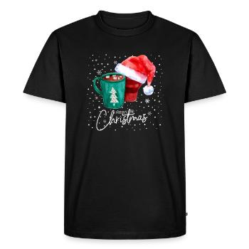 Tasses de Noël Père Noël Joyeux Noël - T-shirt Premium bio Homme - noir - Devant - Nico (187cm)