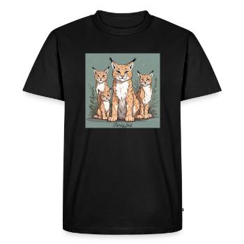 Famille Lynx - T-shirt Premium bio Homme - noir - Devant - Nico (187cm)