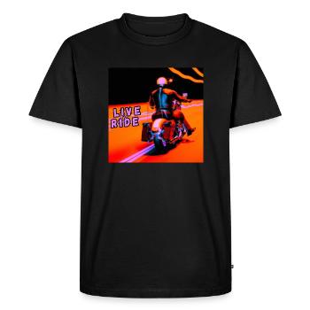 Rider and motorcycle rear view - modern outline - Men's Premium Organic T-Shirt - black - Front - Nico (187cm)