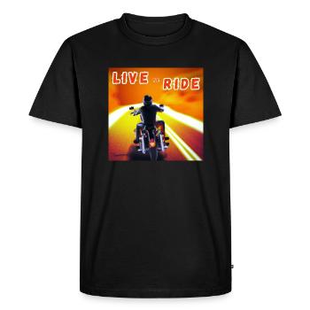 Rider and motorcycle rear view - modern outline - Men's Premium Organic T-Shirt - black - Front - Nico (187cm)