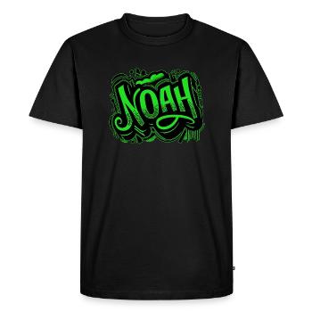 Noé Nom Graffiti Vert - T-shirt Premium bio Homme - noir - Devant - Nico (187cm)