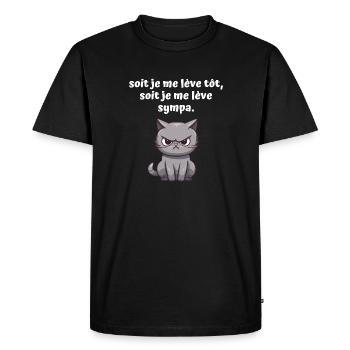 soit je me lève tôt soit je me lève sympa - T-shirt Premium bio Homme - noir - Devant - Nico (187cm)