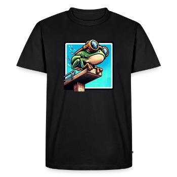 Frog ready to dive - Men's Premium Organic T-Shirt - black - Front - Nico (187cm)