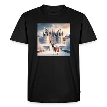 Majestic Deer at the Castle - Men's Premium Organic T-Shirt - black - Front - Nico (187cm)
