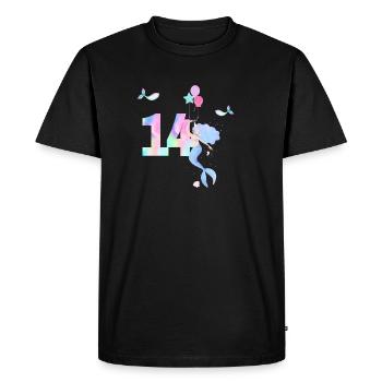 14e anniversaire sirène - T-shirt Premium bio Homme - noir - Devant - Nico (187cm)