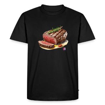 Steak - Männer Premium Bio T-Shirt - Schwarz - Vorne - Nico (187cm)