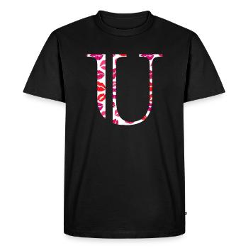 Lettre u bisous - T-shirt Premium bio Homme - noir - Devant - Nico (187cm)